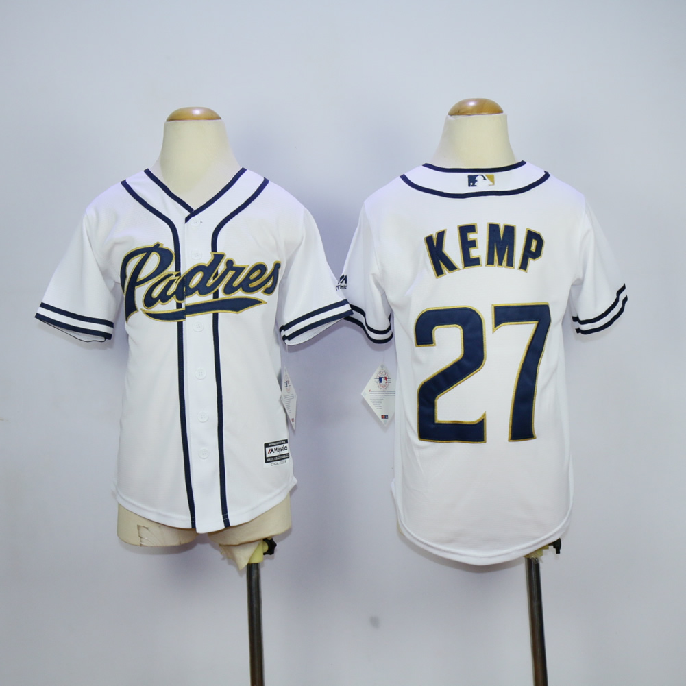 Youth San Diego Padres #27 Kemp White MLB Jerseys->youth mlb jersey->Youth Jersey